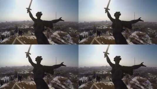 太阳和雪中的纪念碑高清在线视频素材下载