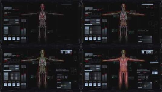 科幻科技医疗人体扫描血管神经骨骼高清在线视频素材下载