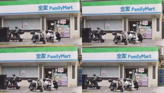 上海疫情期间外卖小哥在便利店前等接待高清在线视频素材下载