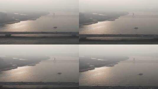 清晨珠江航拍高清在线视频素材下载
