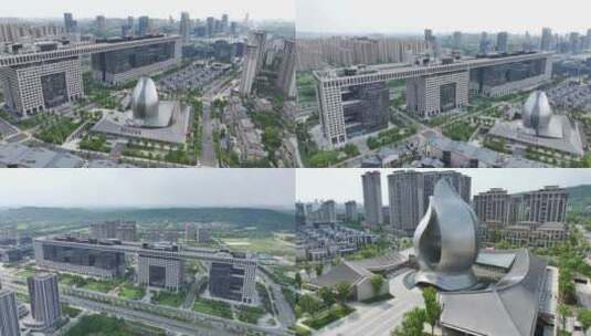 武汉中建光谷之星，中国建筑科技馆合集高清在线视频素材下载