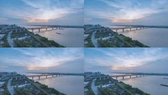 九江长江大桥日落延时高清在线视频素材下载