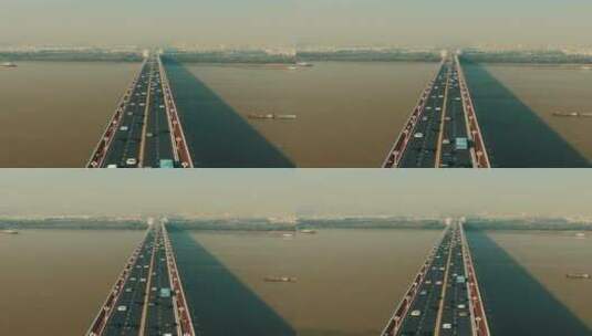 城市航拍南京长江大桥竖屏高清在线视频素材下载