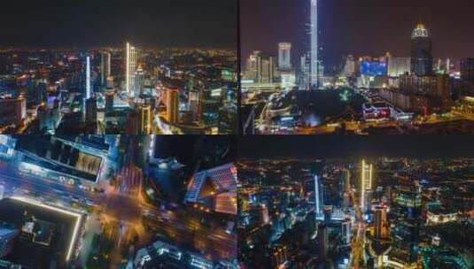 无锡三阳广场4K航拍延时夜景合集高清在线视频素材下载