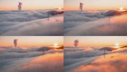 山顶云海日出日落画面高清在线视频素材下载