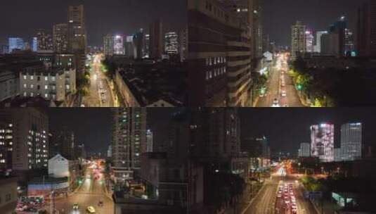 长阳路夜景航拍空镜高清在线视频素材下载