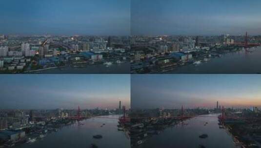 杨浦区傍晚航拍空镜高清在线视频素材下载
