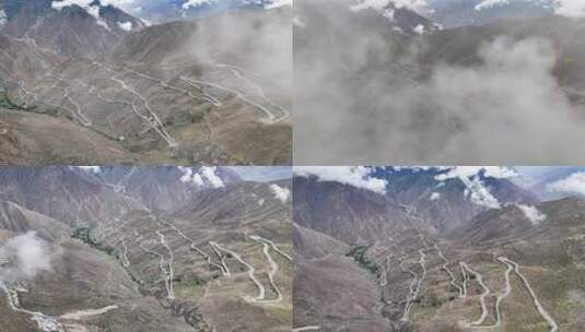 西藏公路怒江天路72拐磅礴大气航拍高清在线视频素材下载