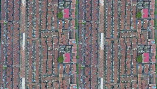 航拍上海市中心住宅区建筑屋顶高清在线视频素材下载