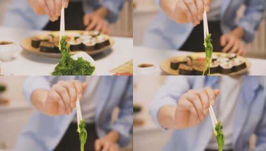 用筷子吃菜的男人高清在线视频素材下载