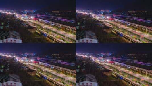 西藏拉萨堆龙工业园区车流夜景高清在线视频素材下载