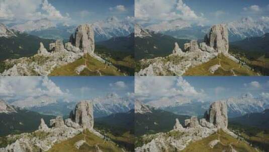 航拍山顶的岩石高清在线视频素材下载