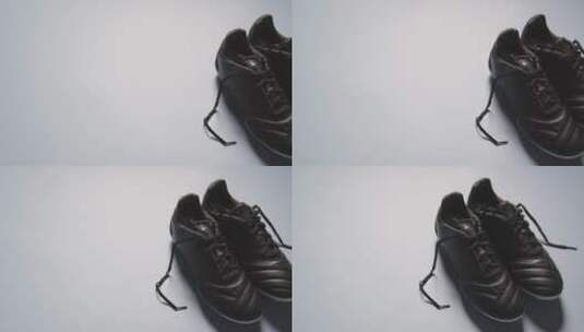 桌子上的足球鞋特写高清在线视频素材下载