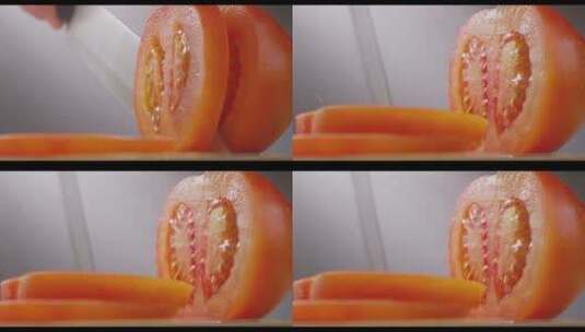 刀切西红柿高清在线视频素材下载