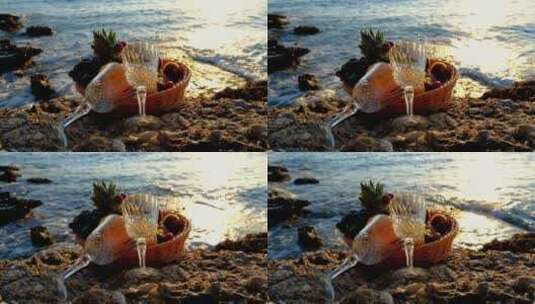 海边水果酒杯高清在线视频素材下载