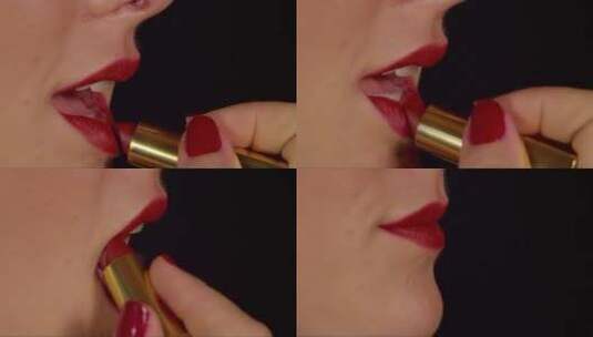 女人在嘴唇上涂口红高清在线视频素材下载