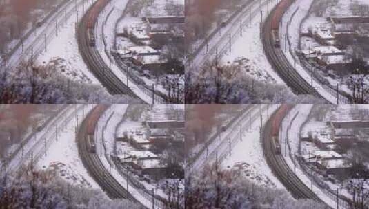 冬日雪国列车高清在线视频素材下载