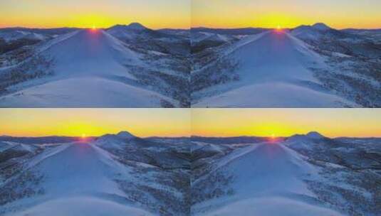 日出在冬季山地森林高清在线视频素材下载