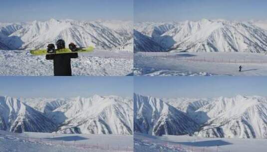 冬季滑雪航拍高清在线视频素材下载