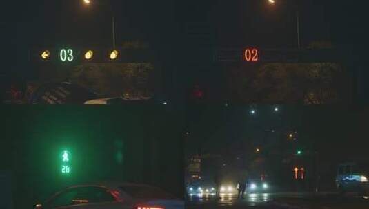 夜晚街景红绿灯4K高清在线视频素材下载
