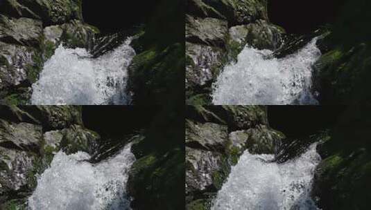 清澈泉水瀑布水滴抛洒升格空镜高清在线视频素材下载