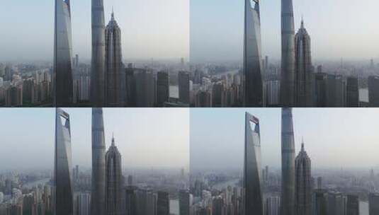 上海浦东陆家嘴金融城地标建筑航拍高清在线视频素材下载