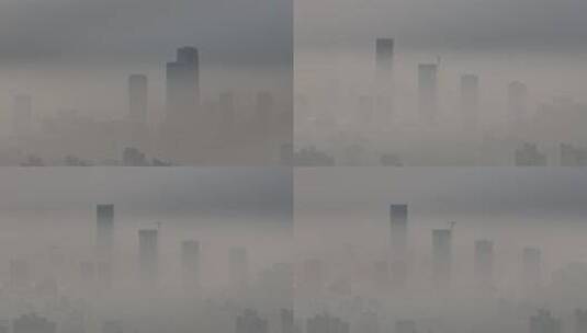 上海徐汇区清晨平流雾航拍高清在线视频素材下载