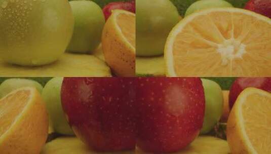 柠檬苹果梨子水果旋转高清在线视频素材下载