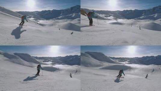滑雪练习极限运动娱乐高清在线视频素材下载