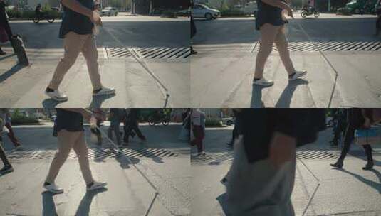 盲人走在城市街头高清在线视频素材下载