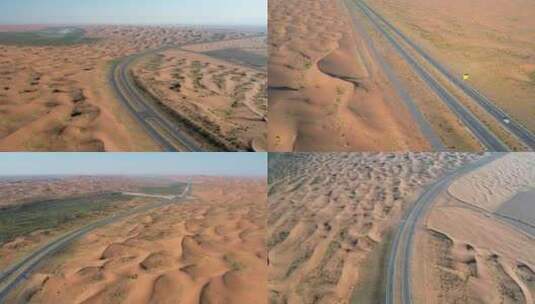 沙漠公路货运交通运输物流道路运输沙漠荒漠高清在线视频素材下载