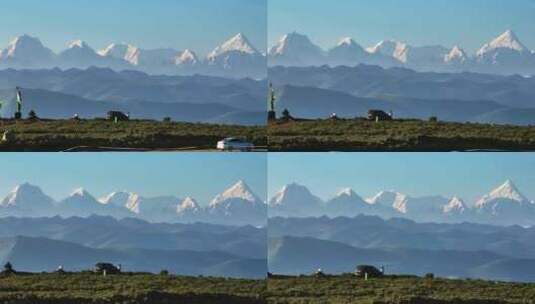 川西甘孜康定草原雪山自驾航拍高清在线视频素材下载