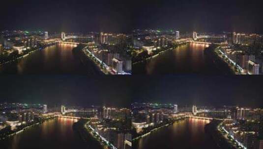 航拍江西赣州城市风光夜景高清在线视频素材下载