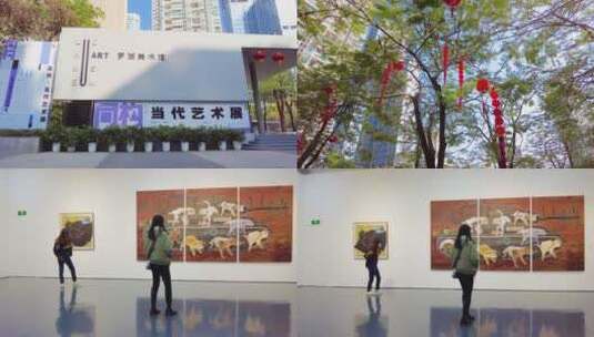 【4K】参观美术馆艺术作品高清在线视频素材下载