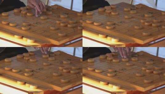公园下象棋的大爷高清在线视频素材下载