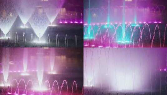 晚上喷泉表演高清在线视频素材下载