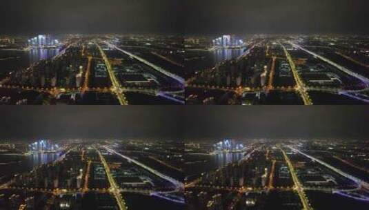 江苏苏州工业园区国金中心苏州之门夜景灯光高清在线视频素材下载