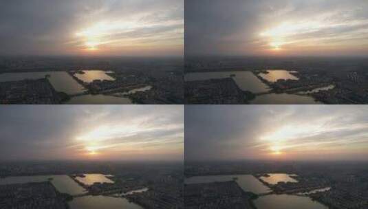 城市夕阳晚霞火烧云夜景降临山东聊城高清在线视频素材下载