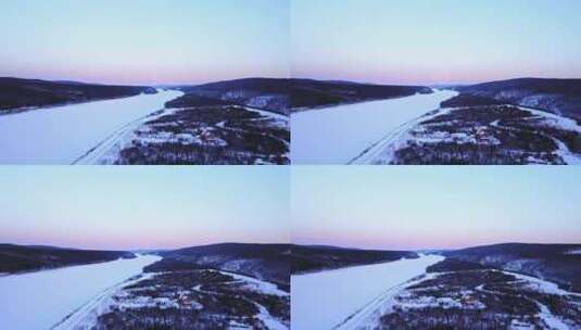 东北黑龙江漠河圣诞邮局雪地航拍高清在线视频素材下载