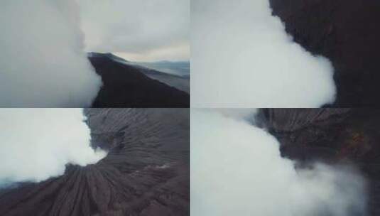 穿越机火山下坠高清在线视频素材下载