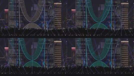 杭州城市天际线与亚运会开幕式灯光秀高清在线视频素材下载