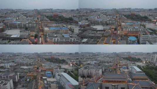 河南许昌城市夜幕降临夜景航拍高清在线视频素材下载
