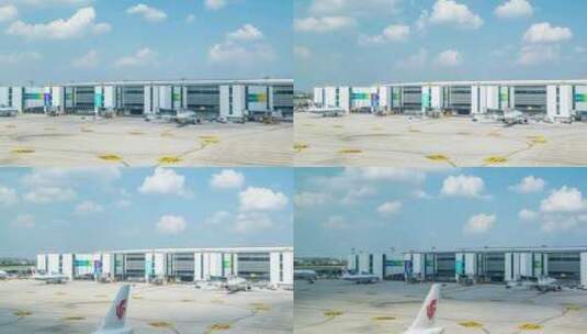 机场运行移动延时摄影高清在线视频素材下载
