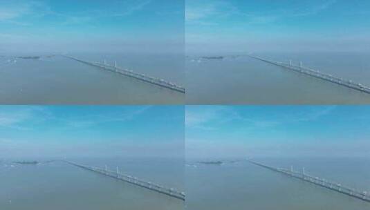 港珠澳大桥全景海上桥梁高空航拍大海风光高清在线视频素材下载