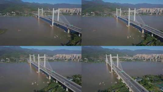 航拍福州魁浦大桥高清在线视频素材下载