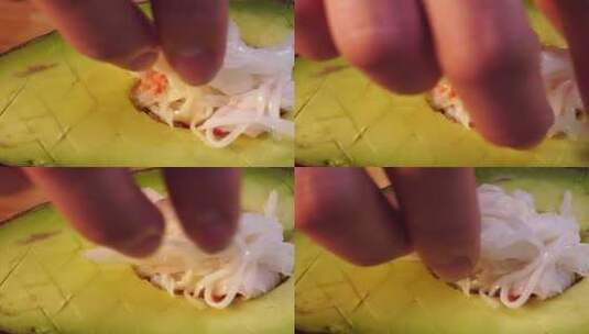 牛油果焗蟹高清在线视频素材下载