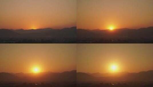 山峰日出延时远山太阳升起来清晨金色天空高清在线视频素材下载