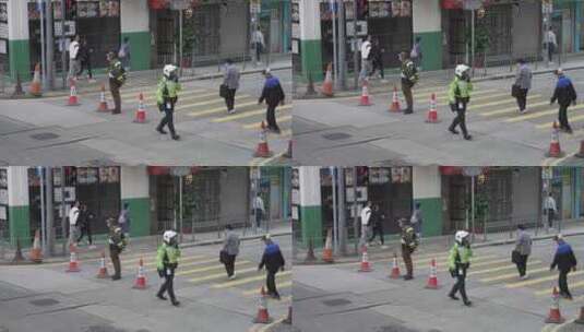 香港街景交警高清在线视频素材下载