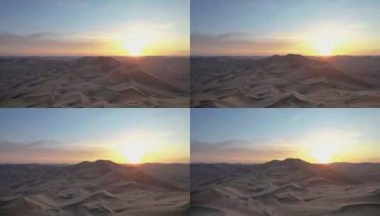 航拍新疆沙漠沙丘日落夕阳高清在线视频素材下载