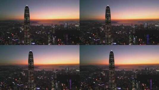 深圳平安金融中心大楼夜景航拍【4K60】高清在线视频素材下载